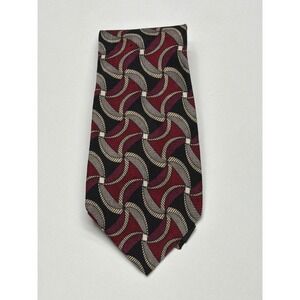 ZIGGURAT By Mulberry Neckwear Mens‎ 100% Silk Geometric Pattern Burgundy Tie